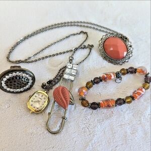 Eclectic Orange Jewelry Set